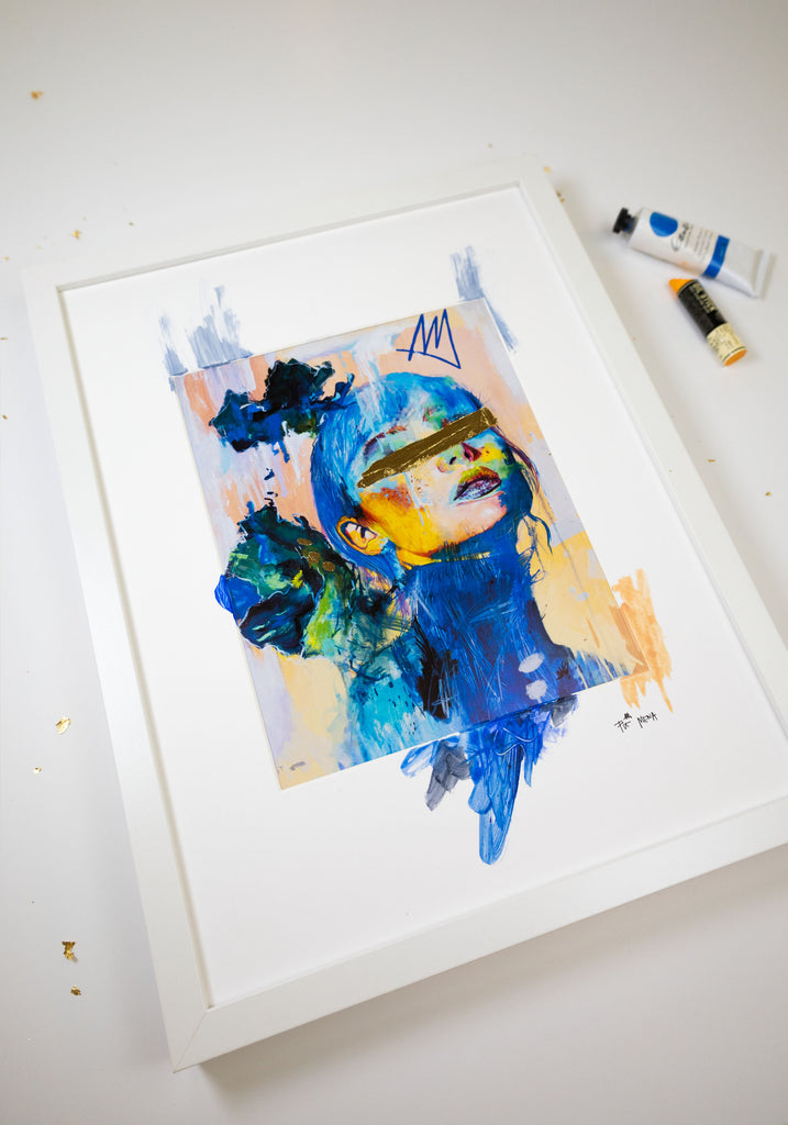 FRAMED HAND EMBELLISHED - "Orange Self"