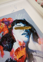 FRAMED HAND EMBELLISHED - "Red Self"