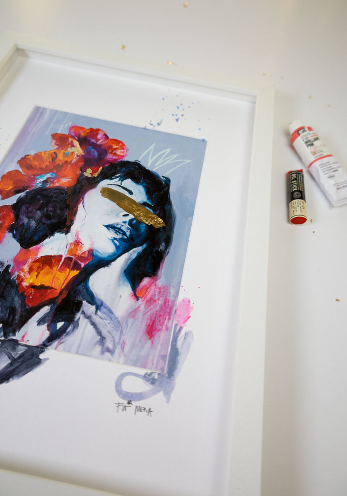 FRAMED HAND EMBELLISHED - "Red Self"