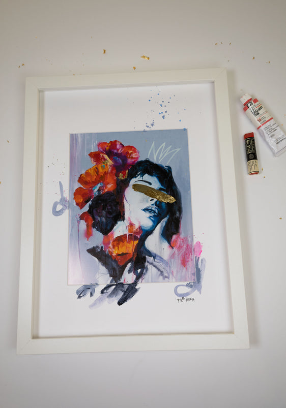 FRAMED HAND EMBELLISHED - "Red Self"